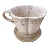 Cast Stone Teacup and Saucer Garden Planter