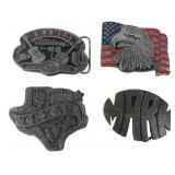 Lot of 4 Vintage Pewter Belt Buckles, 3"