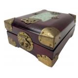 Chinese Rosewood Jewelry Box with Jade Inset