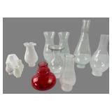 12 Assorted Glass and Milk Glass Lamp Chimneys