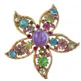VTG Weiss Starfish Brooch with Pastel Rhinestones