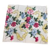 VTG Cotton Tablecloth With Vibrant Floral Design