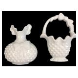 Milk Glass Hobnail Style Wall Pockets, Pr.