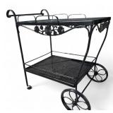 Wrought Iron Rolling Garden Bar Cart
