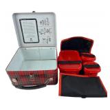 Aladdin Plaid Metal Lunch Box with Bento Set