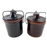 Pr. Brown Glazed Stoneware Preserve Crocks