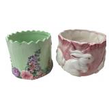 Pair of Relief Decorated Ceramic Planters