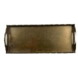 Chinese Etched Brass Footed Tray, 12x5