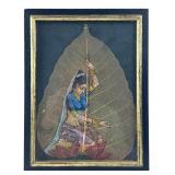 Indian Peepal Leaf Painting of a Veena Player