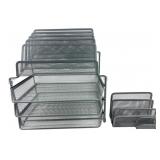 Silver Mesh Desk Organizer Set