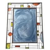 MCM Metal and Faux Painted Glass Mirror
