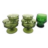 VTG Indiana Glass Kings Crown Thumbprint Dessert S