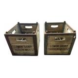 Pair of Vintage Lemon Dairy Wooden Milk Crates