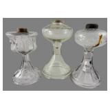 Set of 3 Pressed Glass Finger Lamps