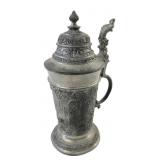 German Pewter Lidded Stein with D.R.G.M. Mark