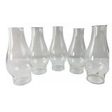 Set of 5 Clear Glass Hurricane Lamp Chimneys