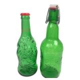 Lucky Buddha and Grolsch Green Glass Bottles