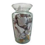 Hand-Blown Clear Glass Flared Rim Vase, 10" H