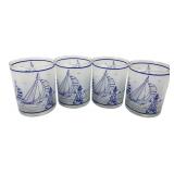 Nautical Sailboat and Buoy Motif Glass Tumblers