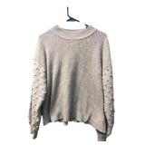 Vince Camuto Gray Bobble Sleeve Knit Sweater