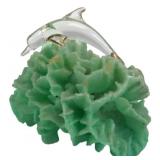 Hand-Blown Glass Dolphin on Green Coral Base Small