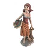 Hand-Painted Porcelain Figurine of a Fisher Girl