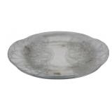 Frosted Floral Motif Oval Glass Platter