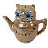 Pier 1 Hand-Painted Owl Porcelain Teapot