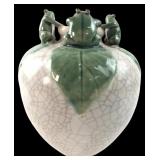 Ceramic Frog Vase with Crackle Glaze, 7" H