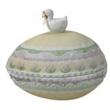 Ceramic Egg Trinket Box with Duck Finial