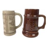 Pair of Ceramic Beer Steins, 6.5-7" H