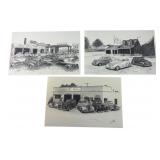 Ian E. Jones Signed Automotive Art Prints, Set of