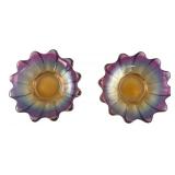 Pair of Iridescent Art Glass Bowls, 6" Dia.