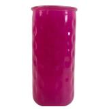 Pink Glass Cylinder Vase with Dimpled Pattern, 10"