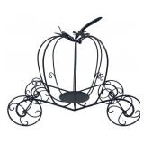 Black Metal Pumpkin Carriage Candle Holder 16x12"