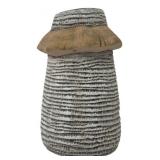 Textured Stoneware Mushroom-Form Vase, 9"H