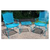 Mid-Century Style Metal Patio Set, Pr. Chairs & Ta
