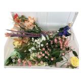 Assorted Artificial Floral Stems in Storage Bin