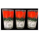 Set of Three Floral Pattern Drinking Glasses, 5"