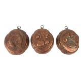 Set of Three Decorative Copper Wall Molds, 4"