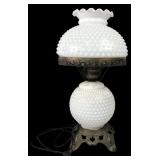 EF & EF Industries Hobnail Milk Glass Lamp, 20" H