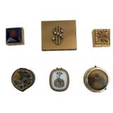 Assorted Vintage Decorative Pill Boxes and Compact