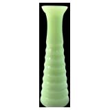 Uranium Glass Ribbed Vase, 6" H