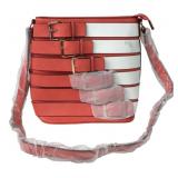 Two-Tone Bucket Shoulder Bag with Buckle Detail