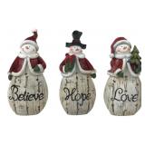 Set of Three Decorative Snowman Figurines