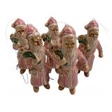 Set of Five Ceramic Santa Claus Ornaments
