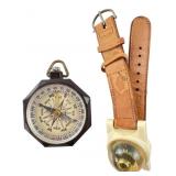 Vintage Pocket and Wrist Compass Set