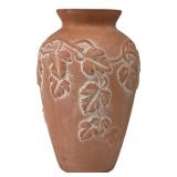 Taiwanese Earthenware Vase with Grape Vine Relief