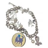 Vintage Silver-Tone Aries Zodiac Charm Bracelet
