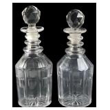 Pair of Cut Glass Decanters with Star Bases